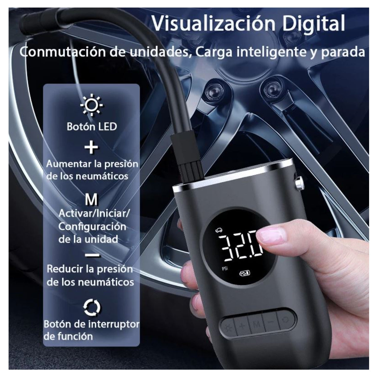 ¡Nunca más te quedes varado! Infla tus llantas en minutos con el Mini Compresor Portátil Inteligente 🚗⚡
